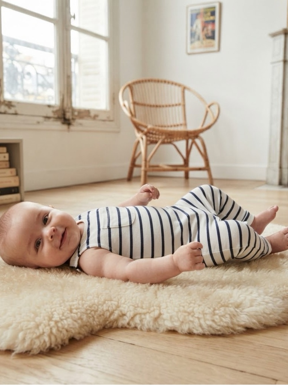 H&M Organic Navy White Stripe Sleeveless Jumpsuit